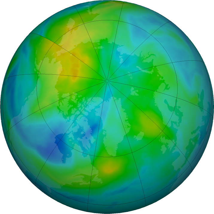 Arctic ozone map for 10 October 2022